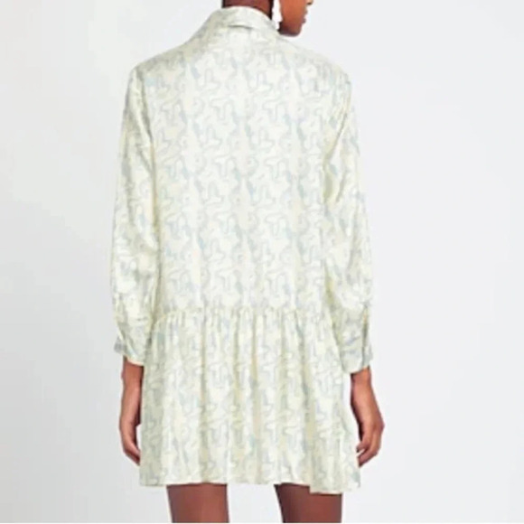 Sandro Rozie Silk Mini Shirt Dress with Long Sleeves and Collar - Picture 12 of 14